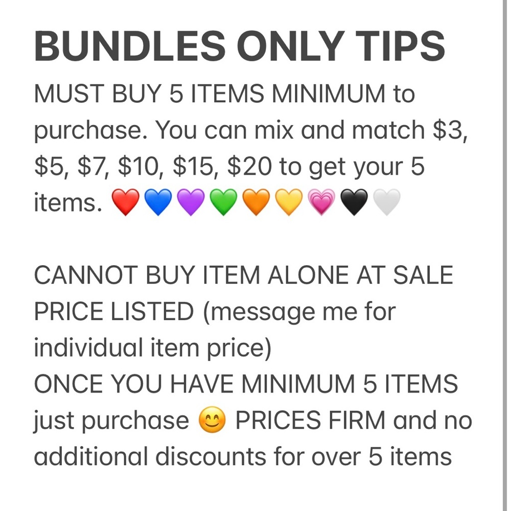 SALE MUST BUNDLE 5 ITEMS MINIMUM to purchase